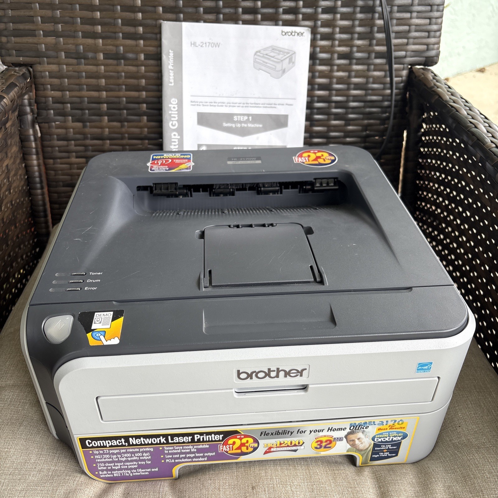 Brother HL-2170W Wireless Laser Printer Compact Tested No Ink Included