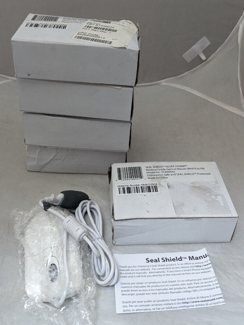 NEW Seal Shield Antimicrobial Medical Optical Mouse (Wired) WHITE (STWM042)