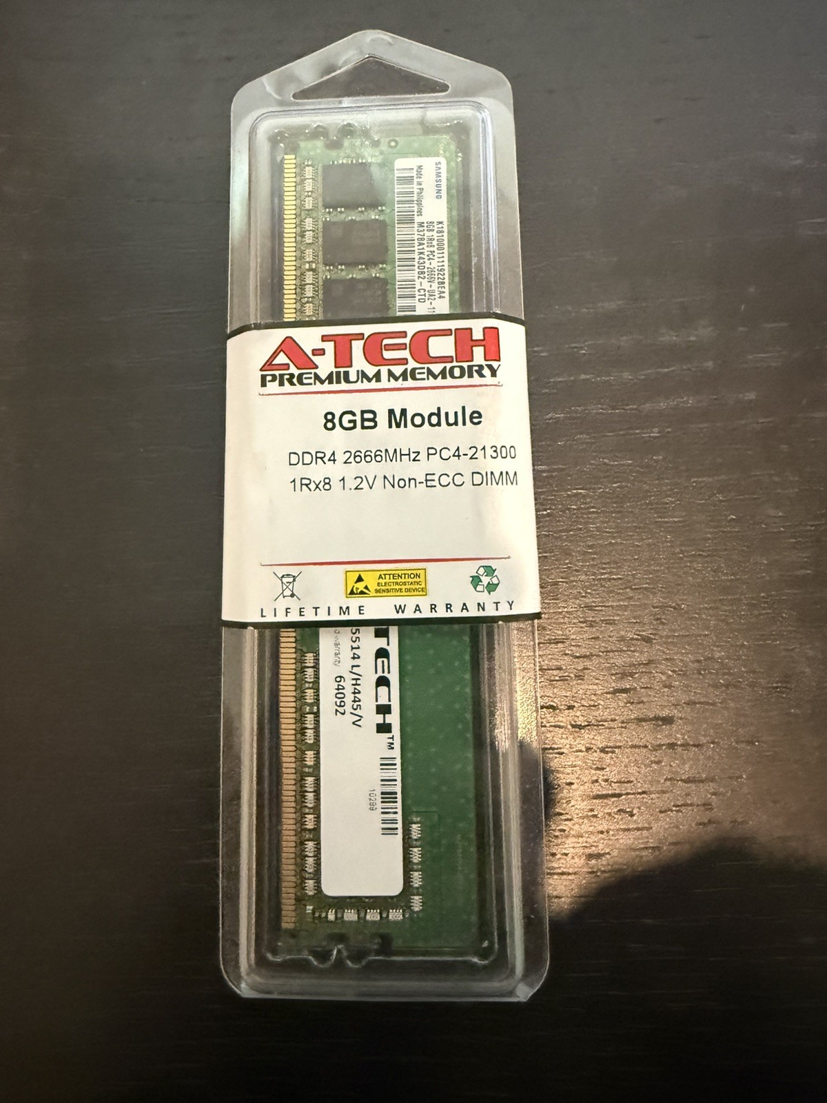 8gb RAM module. DDR 4 2666MHz PC4-21300 non-ecc DIMM. Unopened, brand new.