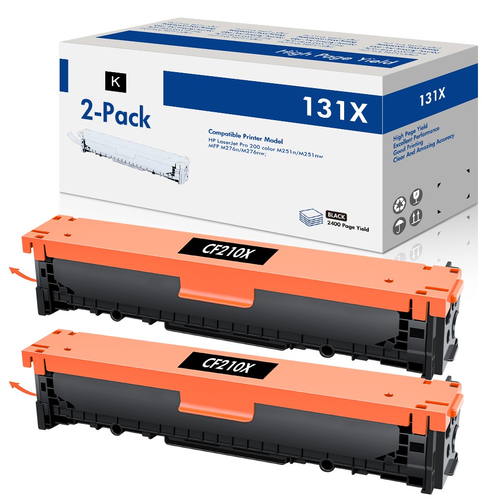 2 pack CF210A 131A Toner Compatible for HP Color Laserjet Pro 200 M251nw M276nw