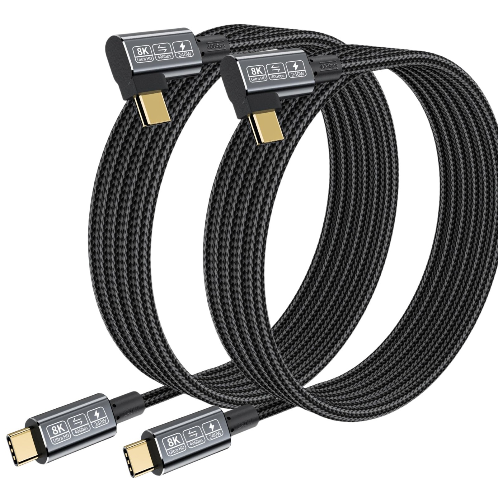 USB C Thunderbolt 4 Cable 90 Degree [2-Pack 6.6FT],240W 6.6FT+ 6.6FT