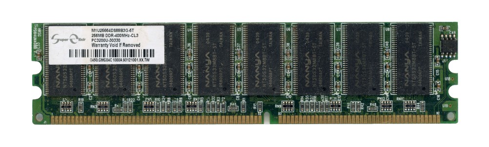 MEMORY ELIXIR 256MB DDR PC3200U 400MHz M1U25664DS88B3G-5T Non-ECC