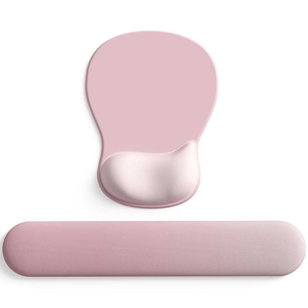 ErgoComfort Gel Wrist Rest Mouse 10.2L x 7.9W inches, 09PinkSerenity Set
