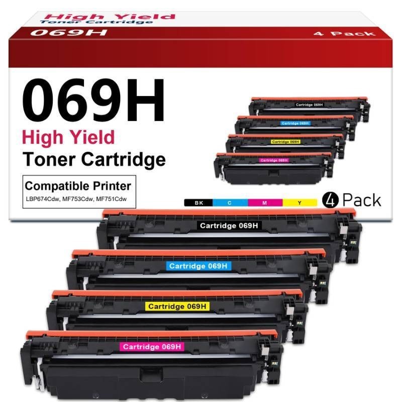 069 069H Toner Cartridge Set High Capacity 4-Pack Compatible for Canon 069H 069