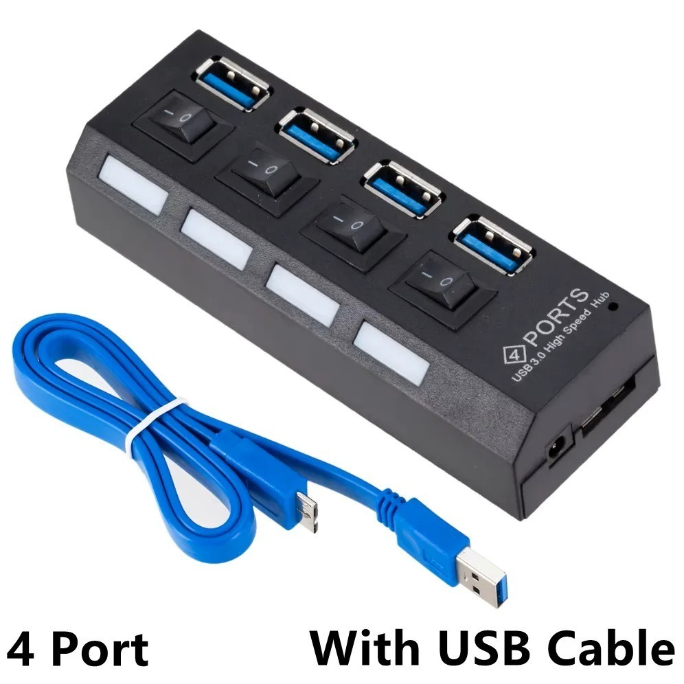 USB 3.0 Hub 4/7 Port Splitter High Speed 5Gbps Multi USB Adapter w/ Switch