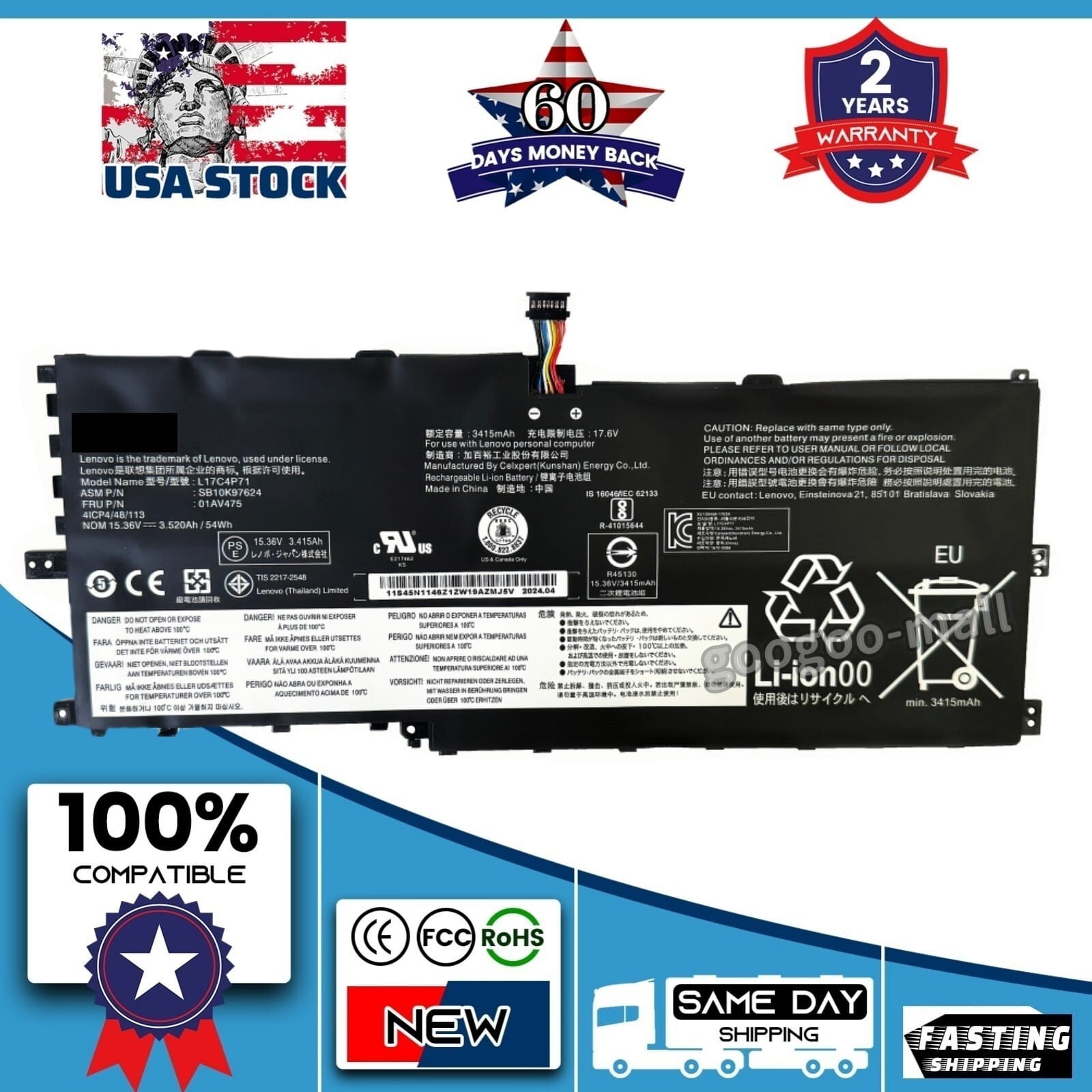 New Genuine L17C4P71 L17M4P71 Battery For Lenovo ThinkPad X1 Yoga Gen 3rd 2018