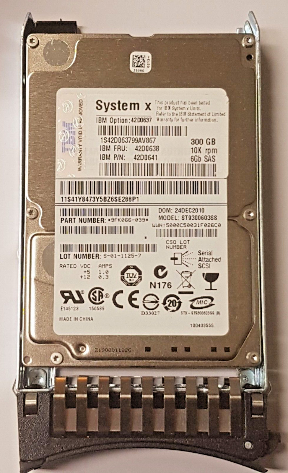 300 GB SAS IBM System x 42D0637 ST9300603SS 10K RPM 64MB 2.5" hard drive + caddy