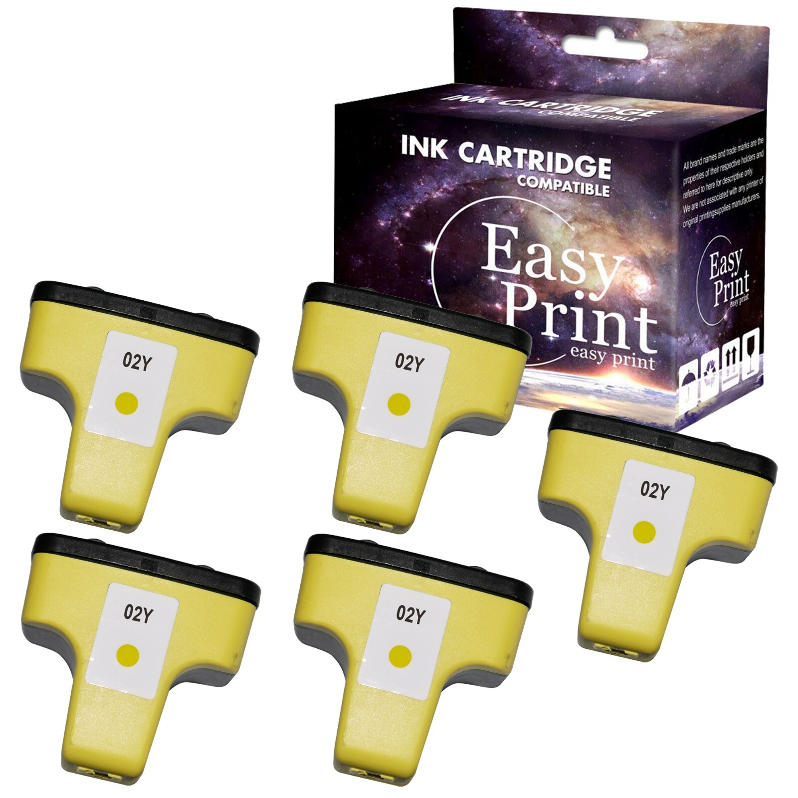 5PK replace for HP 02 Yellow Ink Cartridge for PhotoSmart 3108 3210 D7460