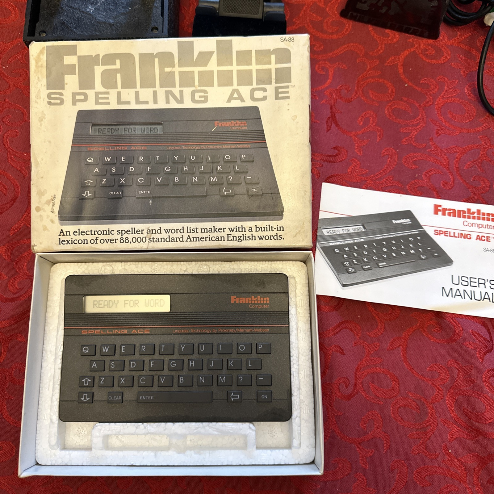 Vintage 1986 Franklin Computer Spelling Ace Model SA-88 Manual & Box B53