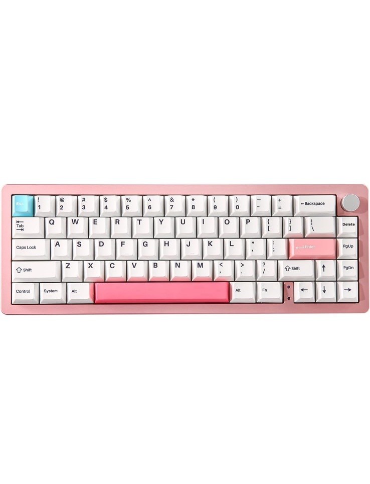 YUNZII AL66 Wireless Mechanical Gaming Keyboard 65% Knob Control Aluminum, Pink
