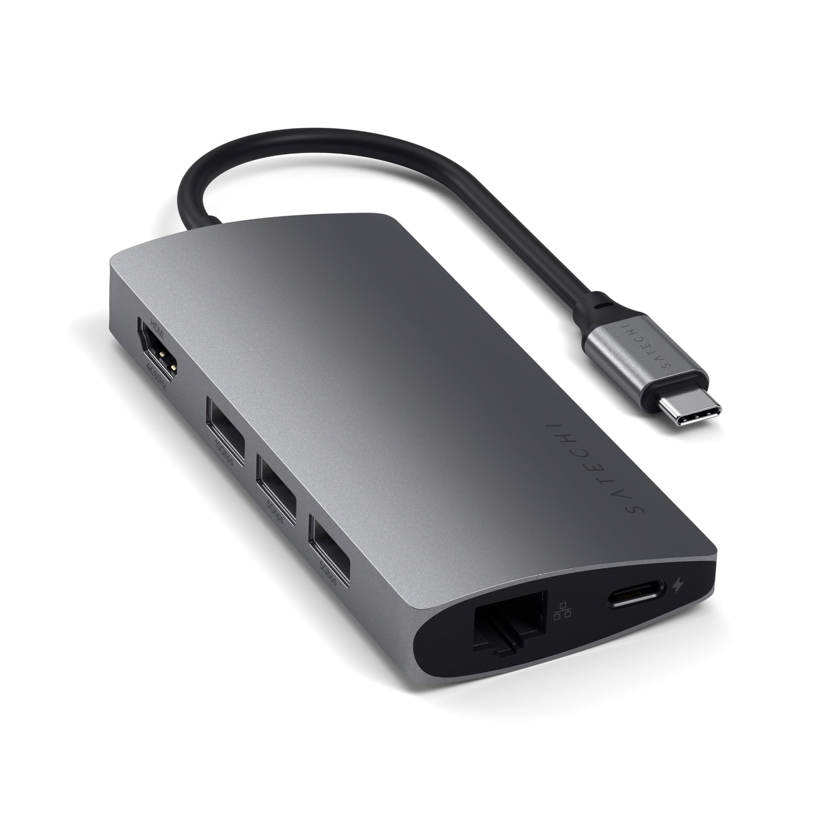 Satechi 8-in-1 USB-C Hub V2 Multiport Adapter 115W PD 4K HDMI Space Gray