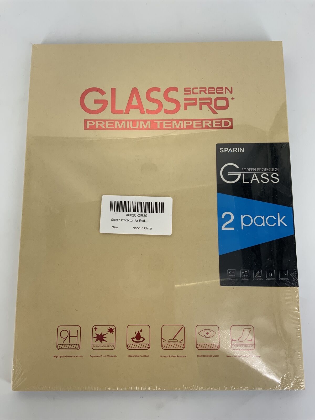 2-Pack Sparin Glass Screen Premium Tempered Screen Protector for iPad