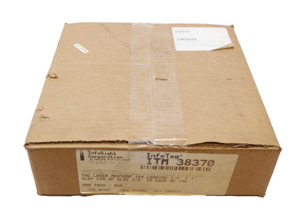 SEALED NEW BOX OF 900 INFOSIGHT ITM38370 LASER INFO TAG 3X4