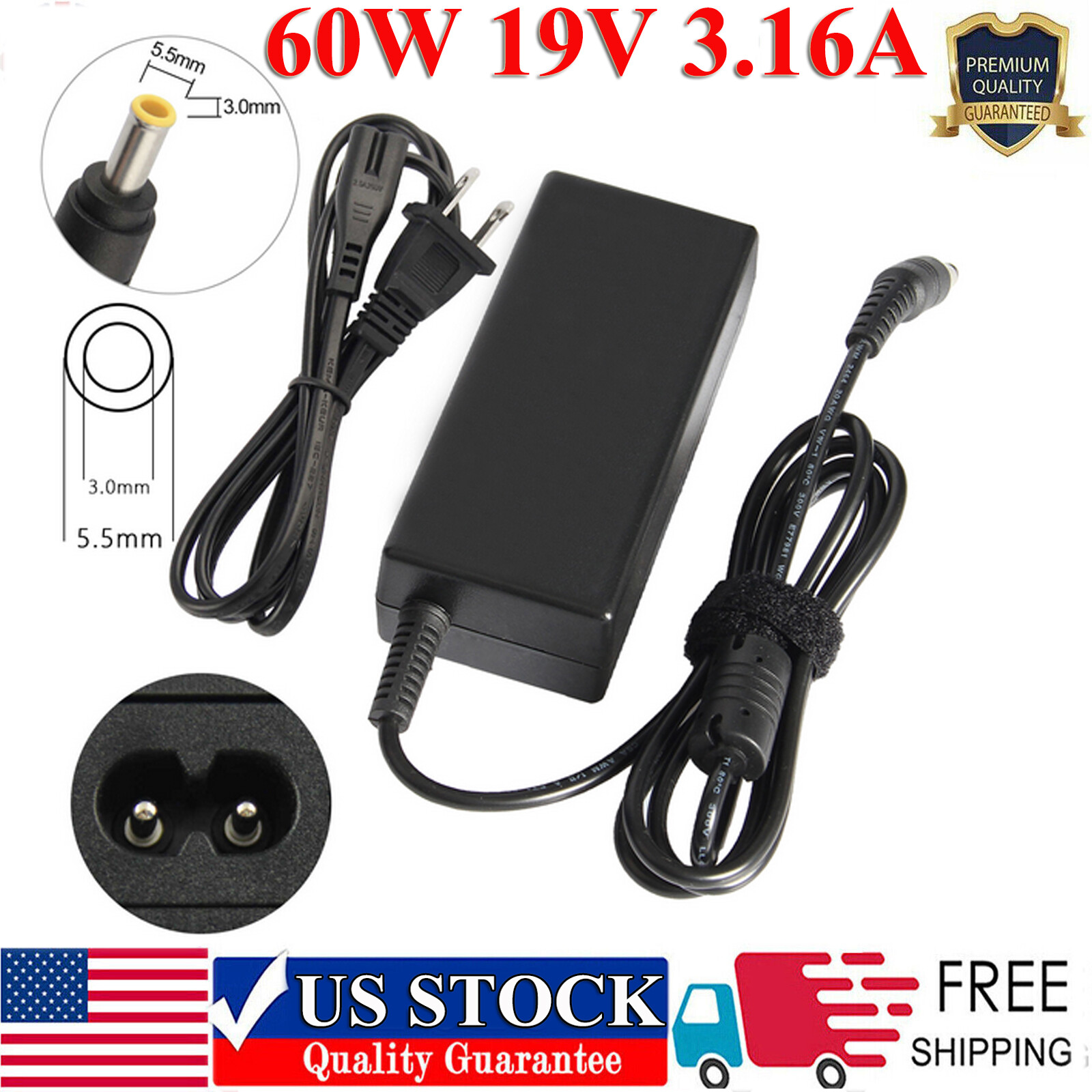 For Samsung QX411 RV510 NP-QX411 RV511 19V 3.16A Power Adapter Charger Cord F
