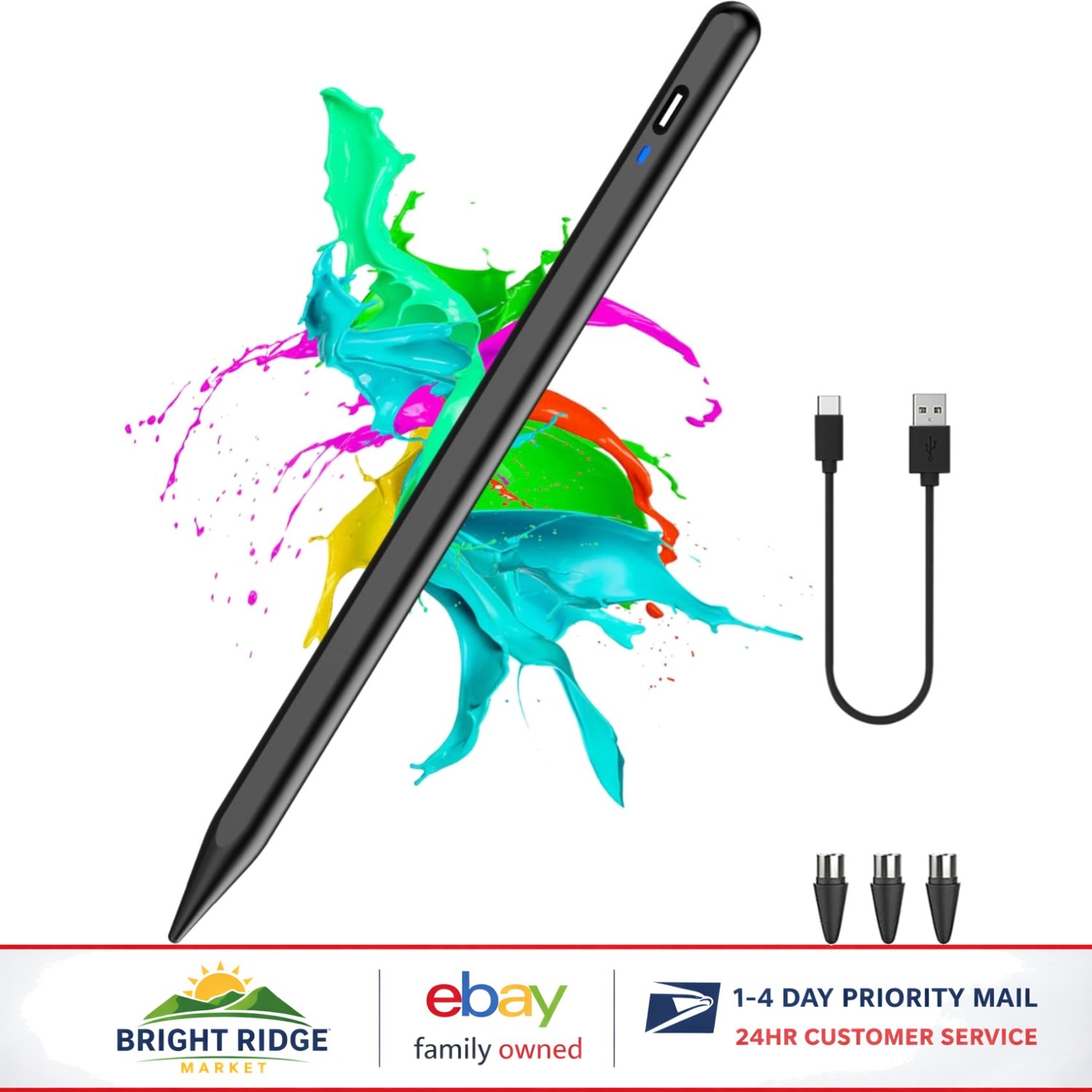 Active Touch Screen Stylus Pen for Android Smartphones and Tablets, Black Color