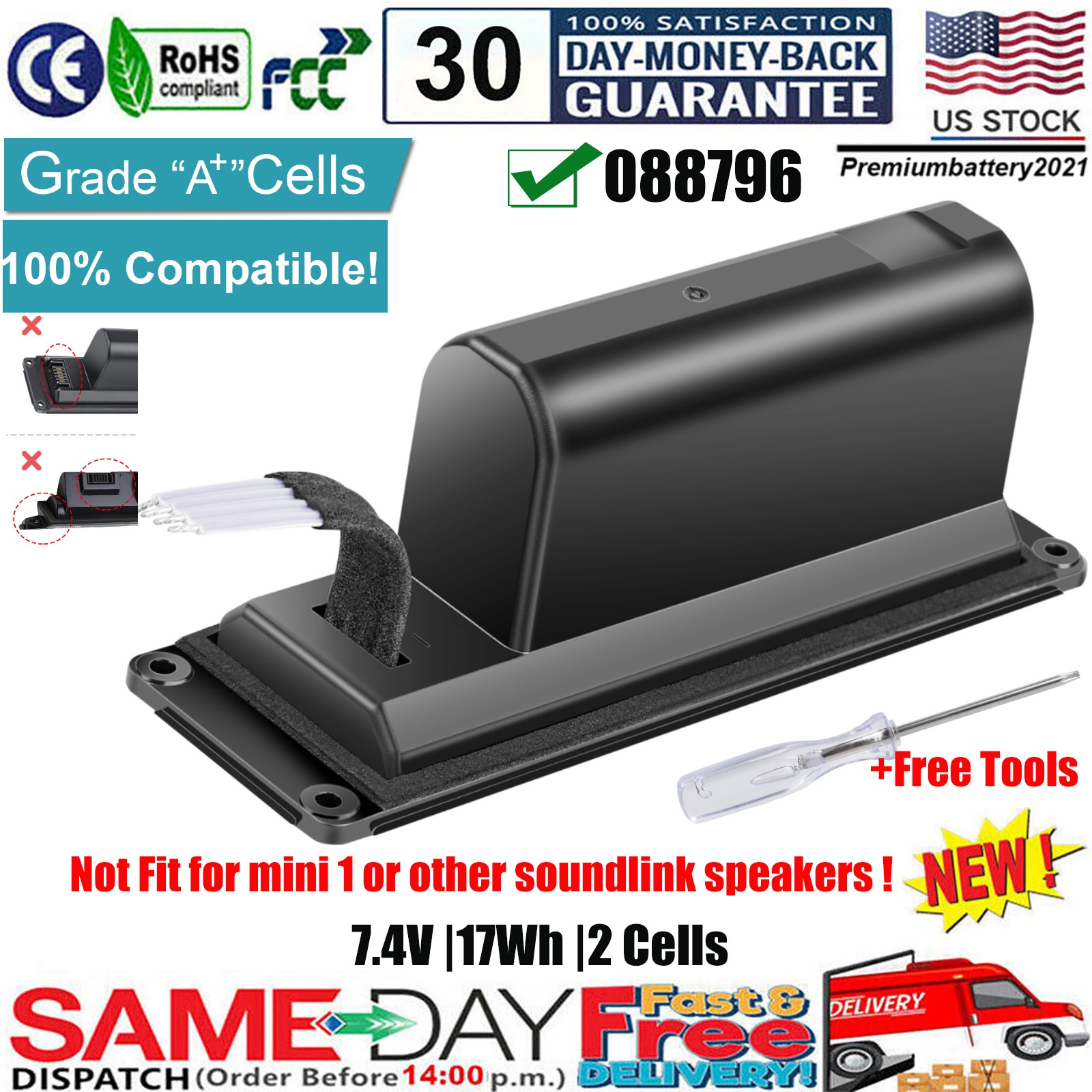 ✅NEW 088796 088789 088772 BATTERY FOR BOSE SOUNDLINK MINI 2 II SPEAKER 2297MAH