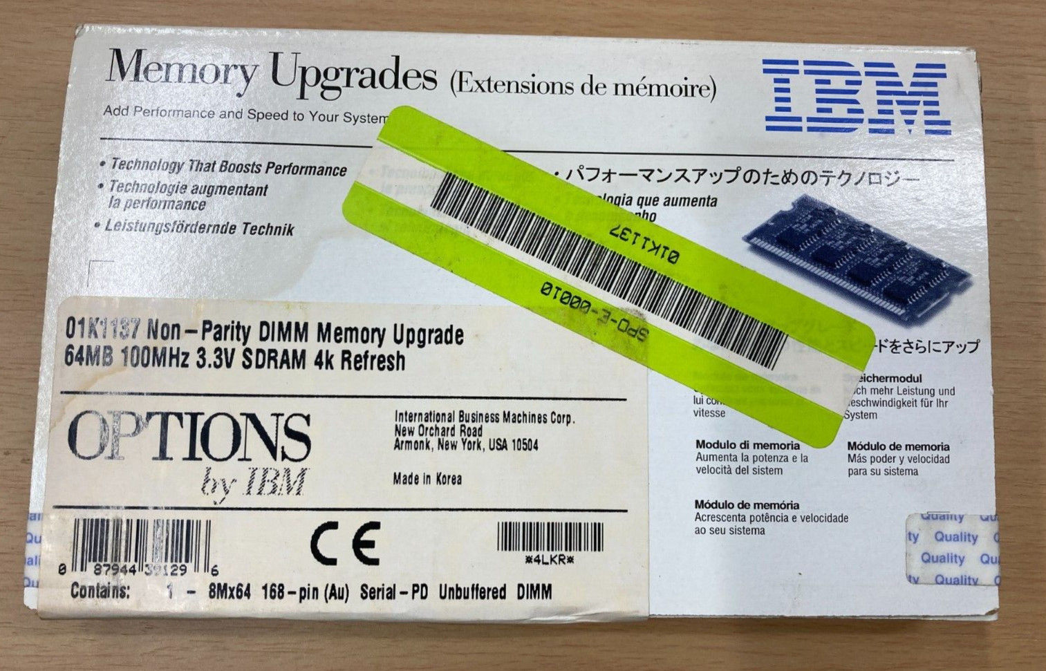 IBM 01K1137 Non-Parity DIMM 64MB 100MHz 3.3V S DRAM 4k Refresh NEW SEALED