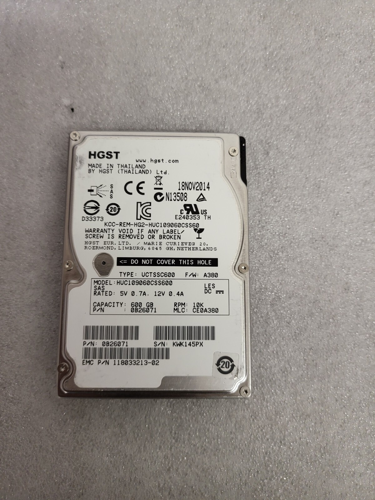 Dell 300GB 10K SAS 2.5" 6Gbps HUC109030CSS600 Hard Drive PN:  0B2601 TESTED USA