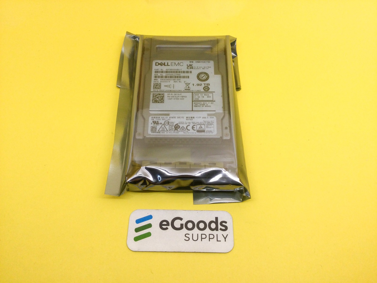 N15JP Dell 1.92TB SAS 12Gbps Mixed Use 2.5'' SED SSD 0N15JP KRM6VVUG1T92 NEW