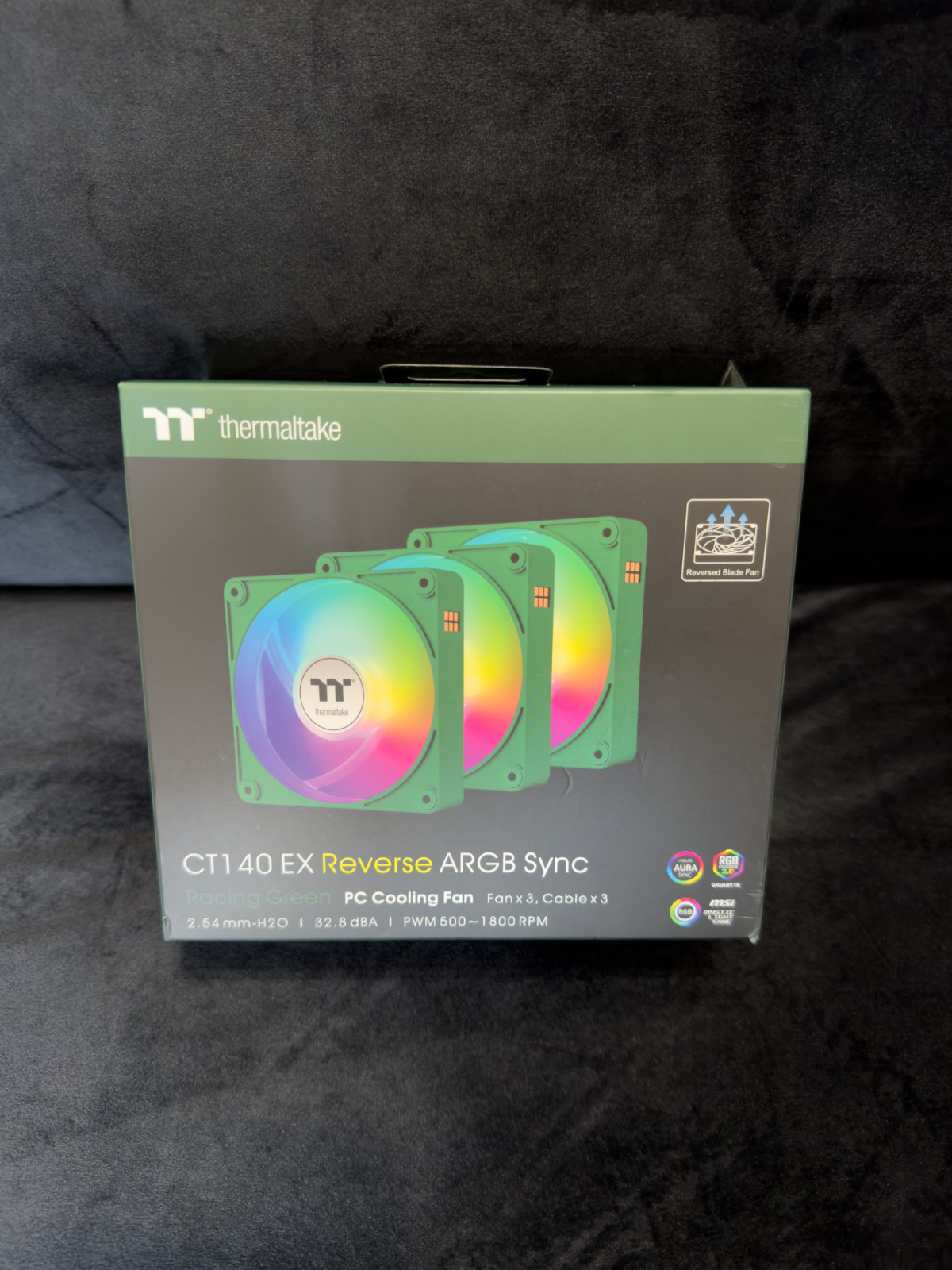 Thermaltake CT140 EX Reverse ARGB Sync PC Cooling Fan Racing Green (3-Fan Pack)