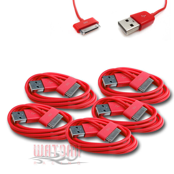 5X 6FT USB TO 30 PIN RED CABLE DATA SYNC CHARGER FOR GALAXY TAB TABLET 7.0