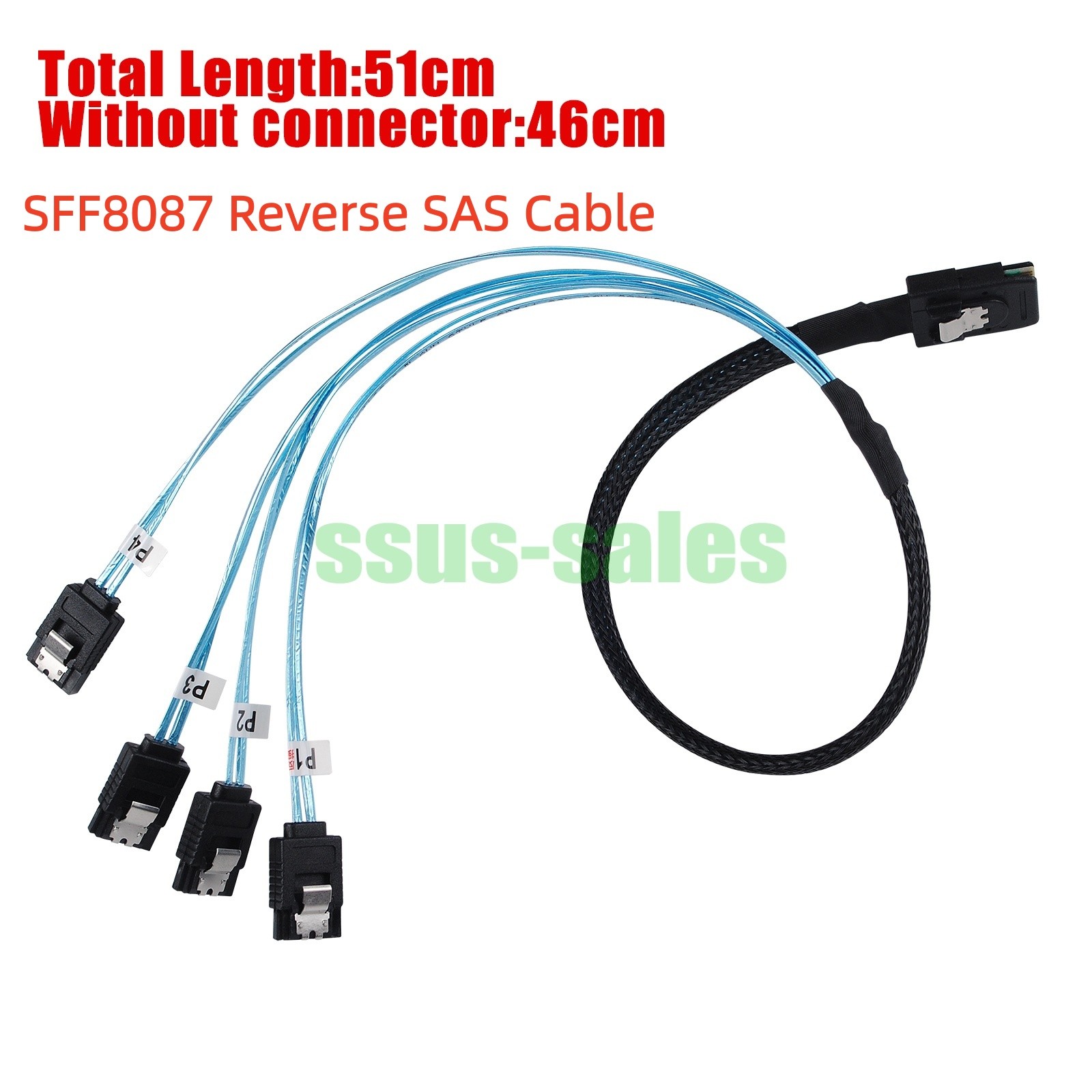 SFF8087 36-pin Reverse SAS Cable to 4×SATA 7-pin 50 cm  backplanes RAID/HBA NEW