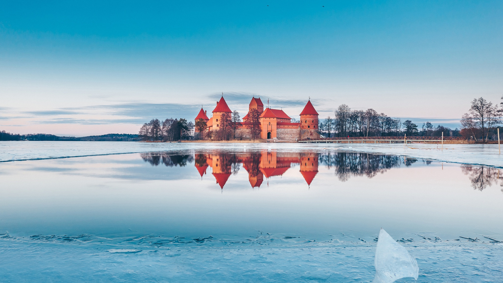 Landscape architecture tower castle winter ice lake Custom Gaming Mat Desk