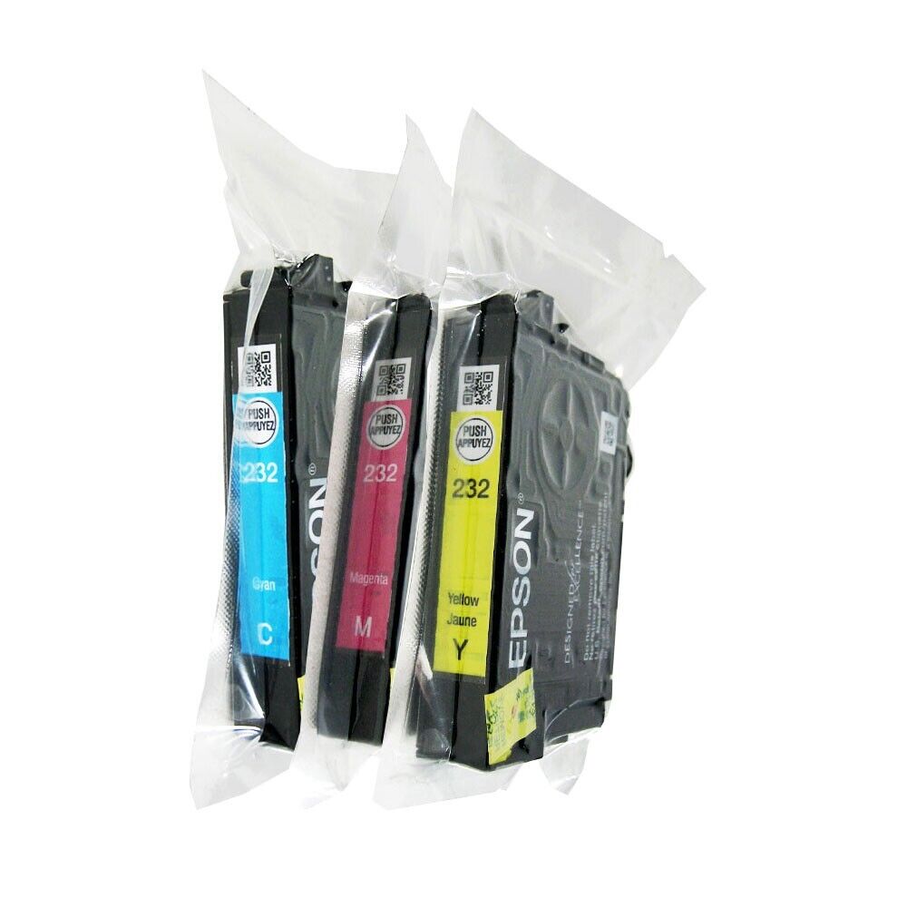 3PK Genuine Epson 232 Cyan/Magenta/Yellow/ Standard Yield Ink Cartridges