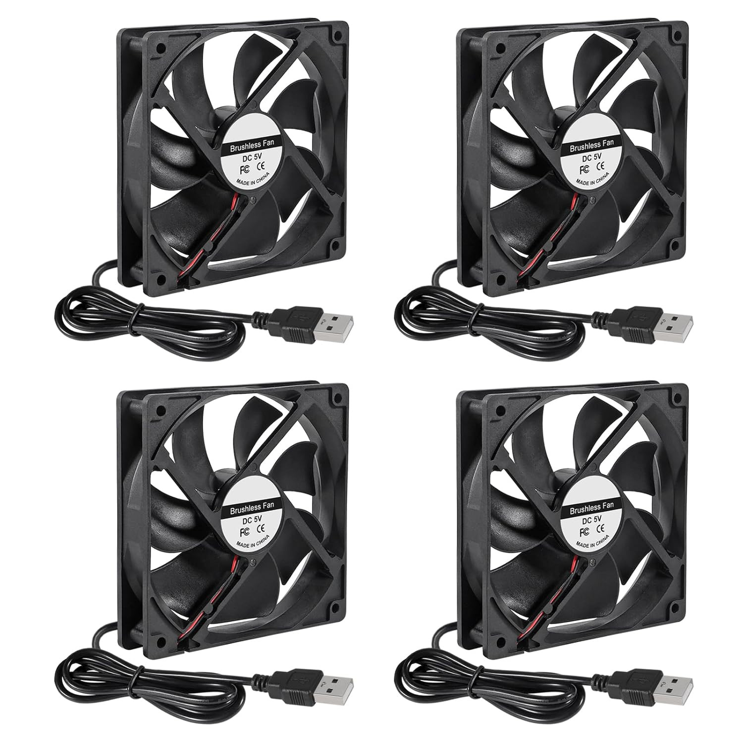 4Pcs 120Mm USB Brushless Cooling Fan 5V DC Quiet Mini Computer Appliance Fan