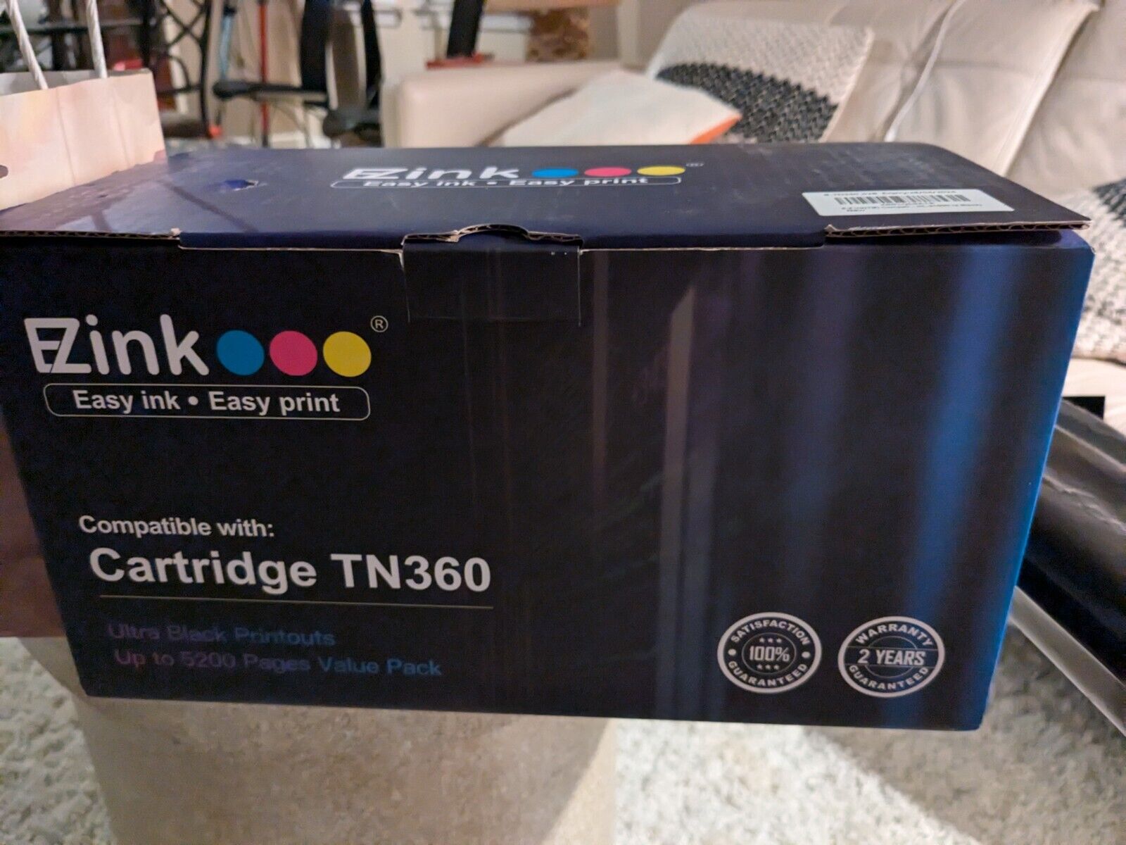 TWO (2) EZink EZ Ink TN360 TN-360 Black Toner Cartridge NEW In BOX Lot Of 2 NIB