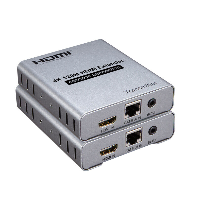 4K 120M HDMI Extender Cascade Via Cat5e/6 RJ45 Ethernet Cable Transmitter TX RX