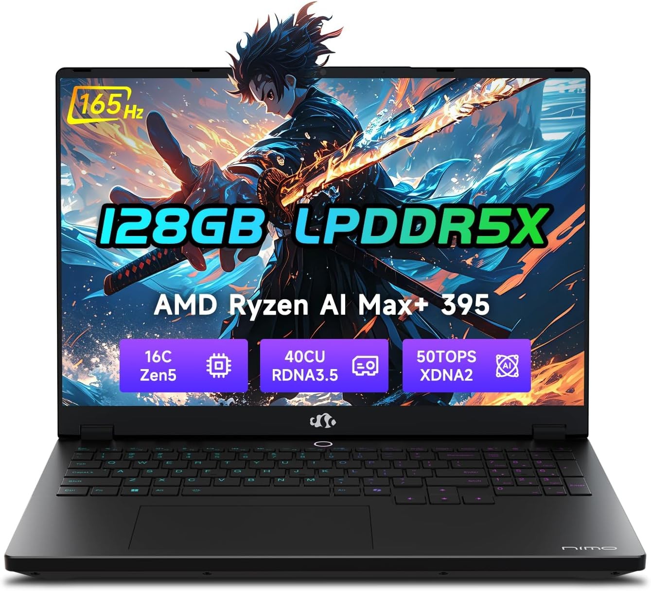 NIMO 16" Linux AI Laptop, AMD Ryzen Max+ 395 128GB LPDDR5x 1TB SSD, Radeon 8060S