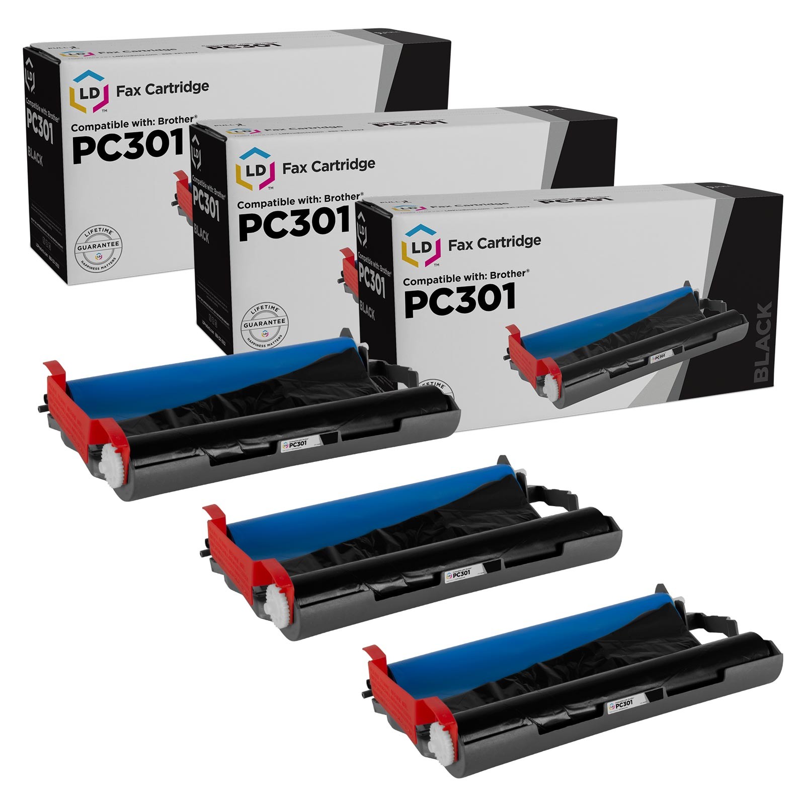 LD Compatible PC301 Set of 3 Fax With Roll for Brother 750 770 775 870 MFC-970MC
