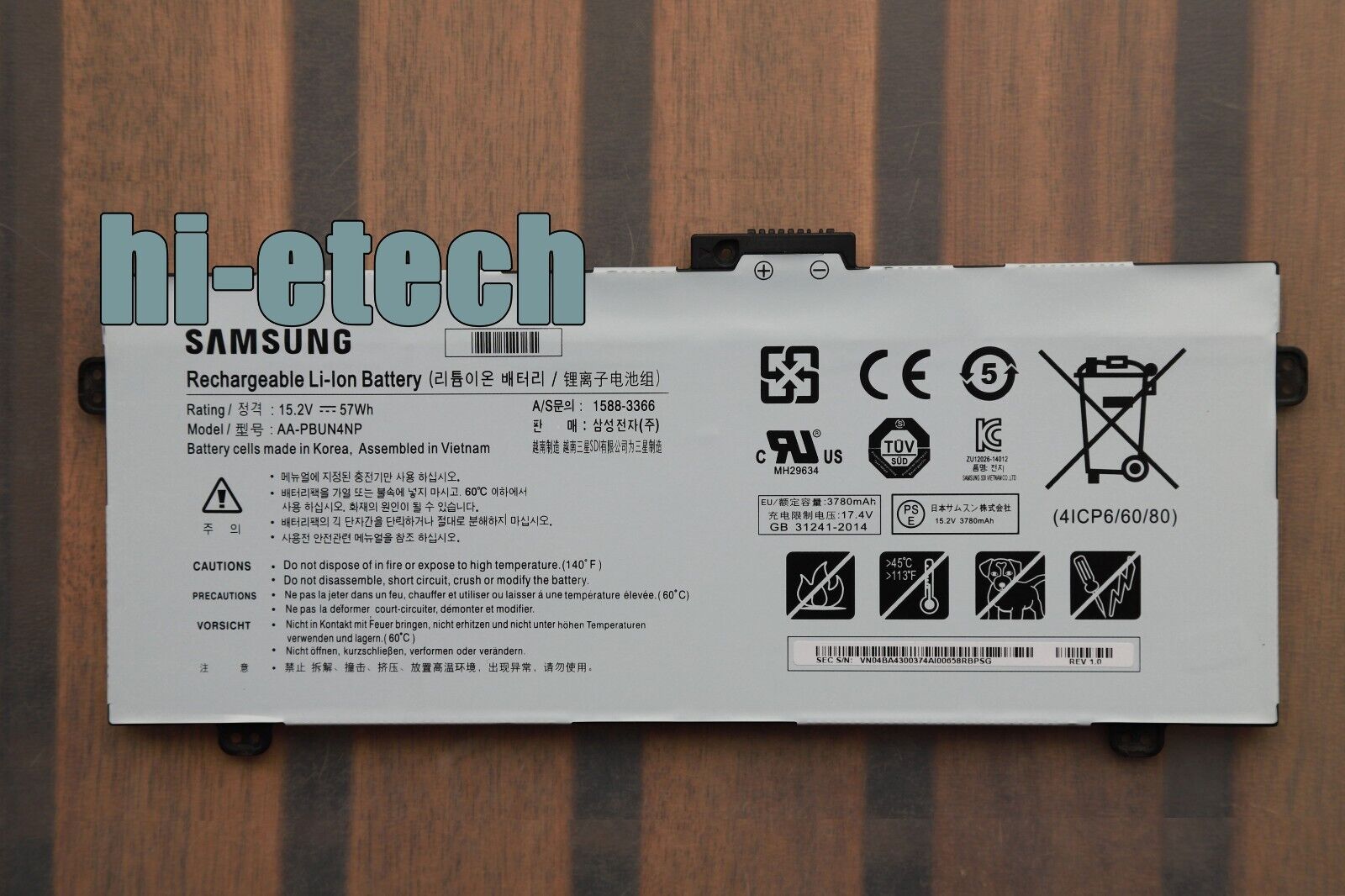 Genuine 15.2V 57Wh AA-PBUN4NP battery for Samsung NP940Z5L-X01US NP940Z5L-X03US