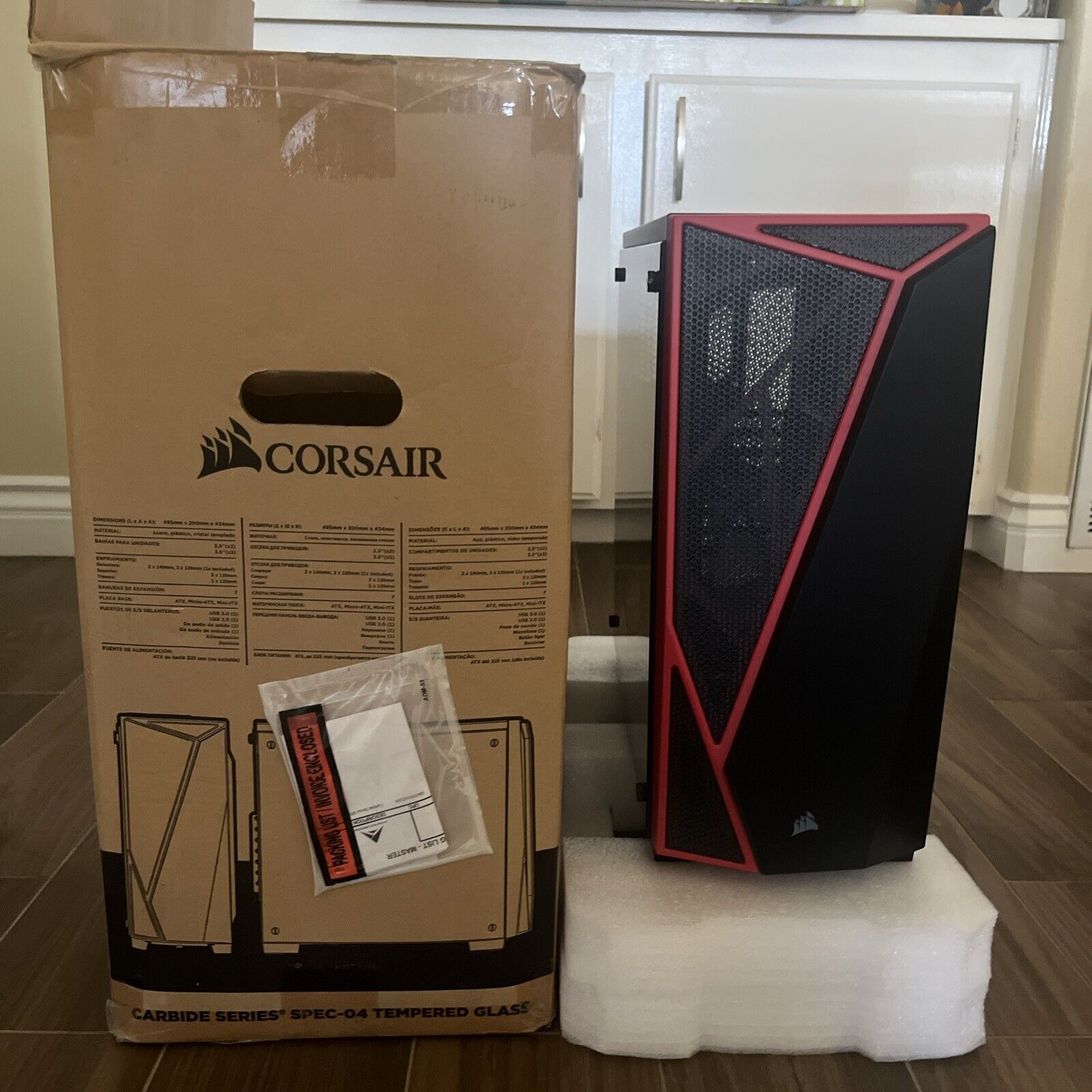 Corsair Carbide Series Spec-04 Tempered Glass Gaming Case Color: Red
