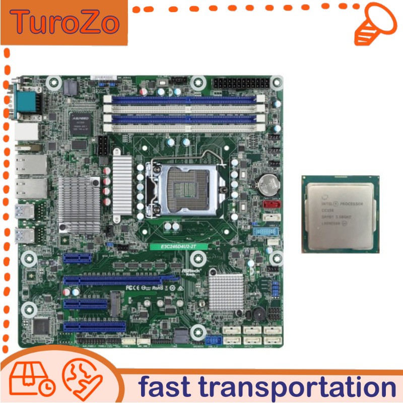 ASRock Rack E3C246D4U2-2T mATX + Intel CC150 CPU 3.50GHz 8C/16T Support server