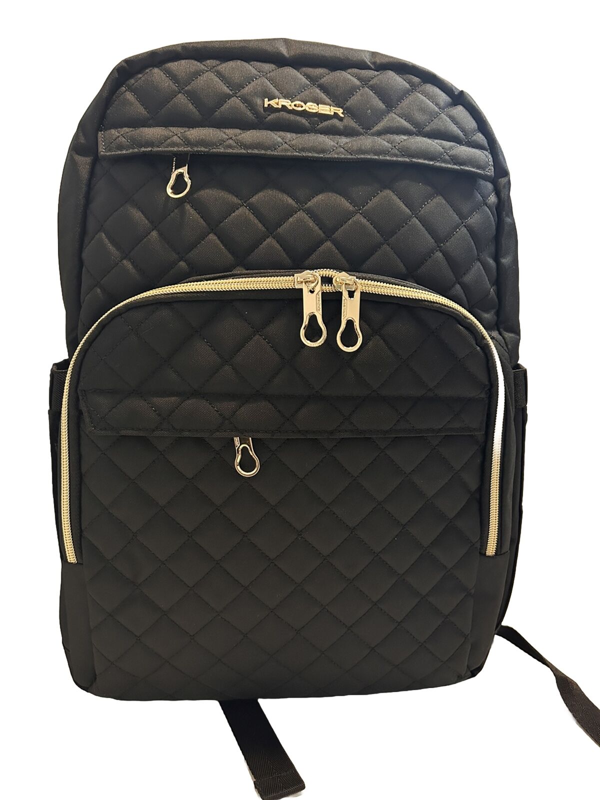 Kroser Laptop Backpack 15.6” Stylish Daypack with USB Charging Quilted Black NWO