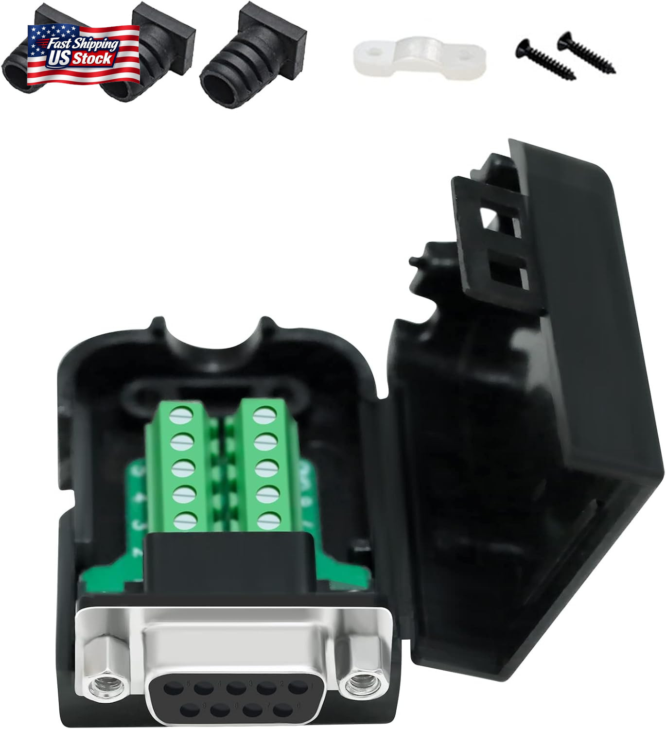 DTECH DB9 Breakout Connector DB-9 Female RS232 Serial Adapter Solderless Module