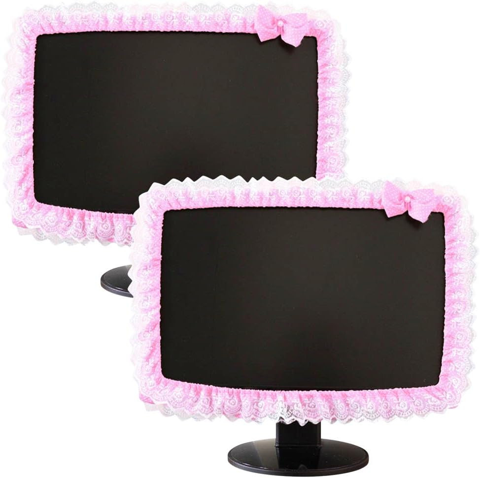 2 Pcs 23''-26'' Lovely Computer Monitor Cover with Bow-Knot Cute Elastic Moni...