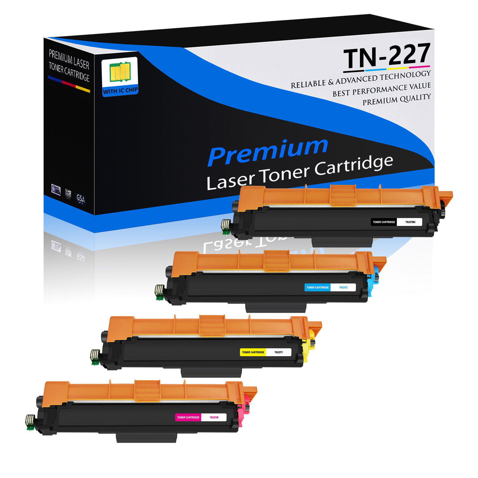 4PK TN227 Toner BK/C/Y/M Color Set for Brother TN227CY MFC-L3770CDW HL-L3270CDW