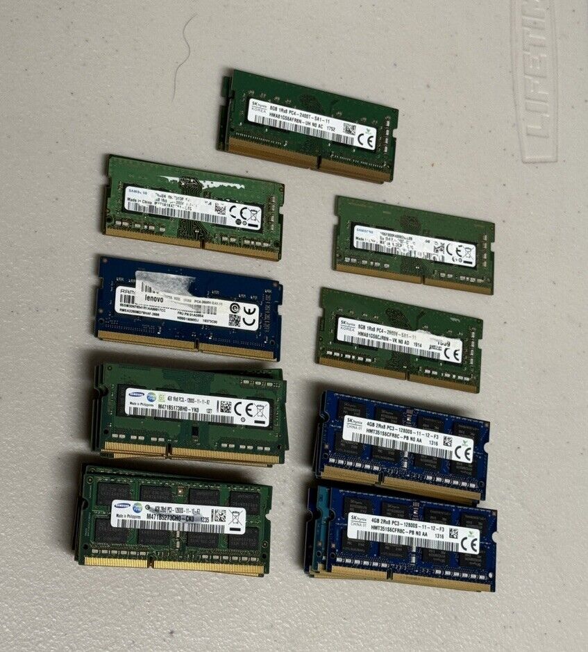 Lot of 35 Samsung/SK Hynix/Ramaxel 4GB 8GB DDR3 PC3 DDR4 PC4 Laptop RAM Modules