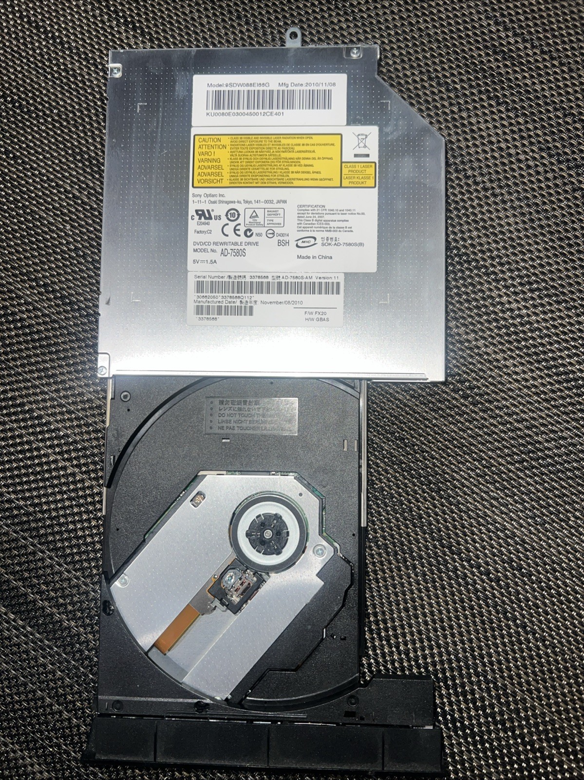 Sony AD-7580A Rewritable DVD/CD Optical Drive for Acer Aspire 7741g