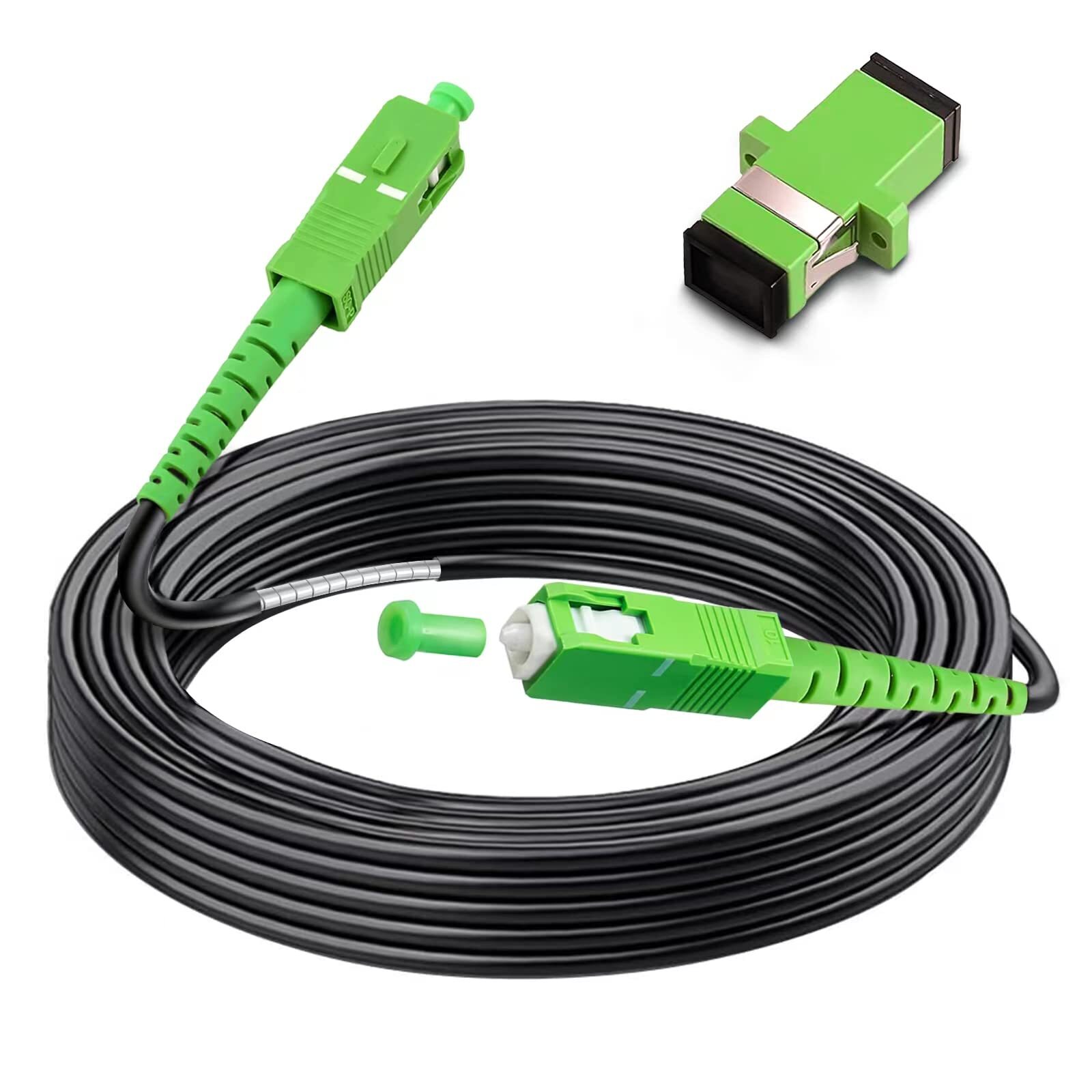 10 Meters SC/APC to SC/APC Fiber Optic Internet Cable, Armored Single Mode Pa...