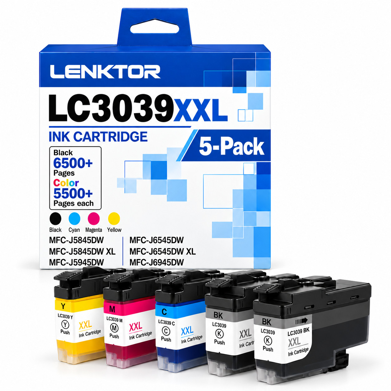 LC3039XXL Ink 5 Pack 2BK/C/M/Y With Chip for MFC-J5845DW XL MFC-J6545DW XL