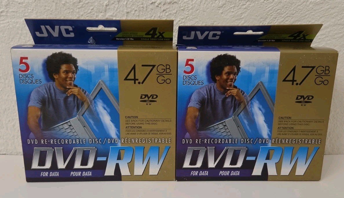JVC DVD-RW Lot- 2 New & Sealed 5-Packs 10 Total 4.7GB Data High-Speed W47EU5, SA