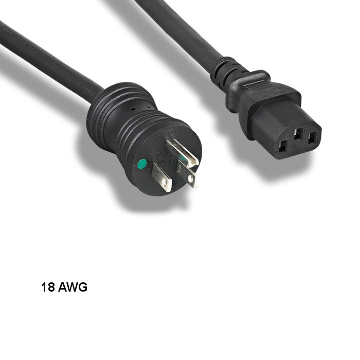 10PCS 6ft 18 AWG Hospital Grade Power Cable NEMA 5-15P to C13 10A/125V Blk