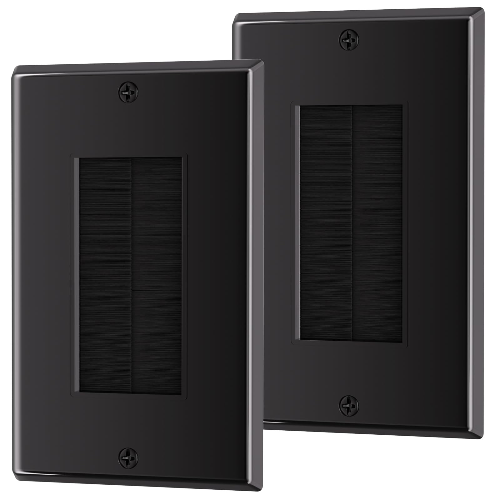 2 PCS Brush Wall Plate Single Gang Cable Pass Through Low Voltage Wires Black