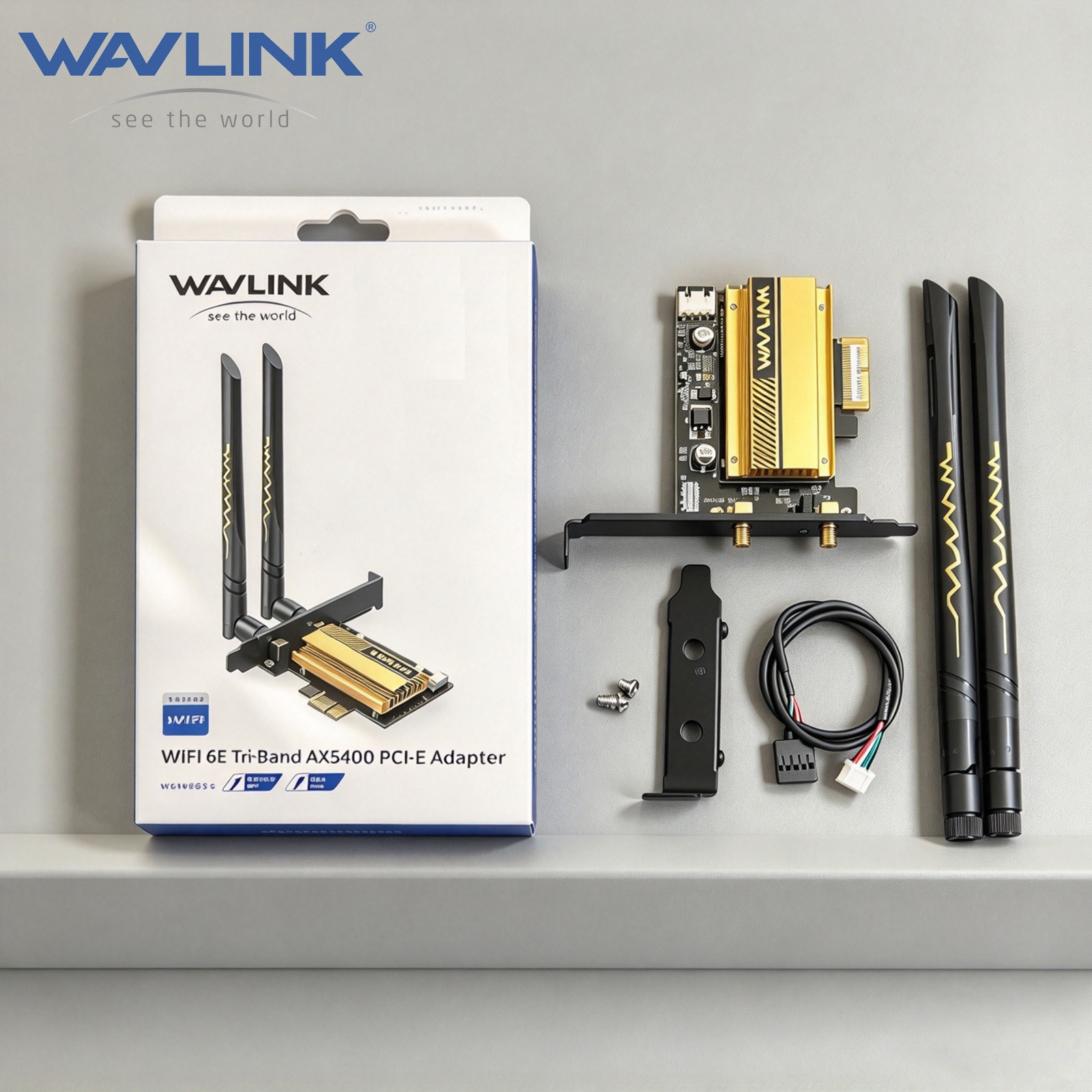 WAVLINK AX5400 PCIe WiFi 6E Card Desktop Network Adapter Bluetooth5.3 Tri-Band