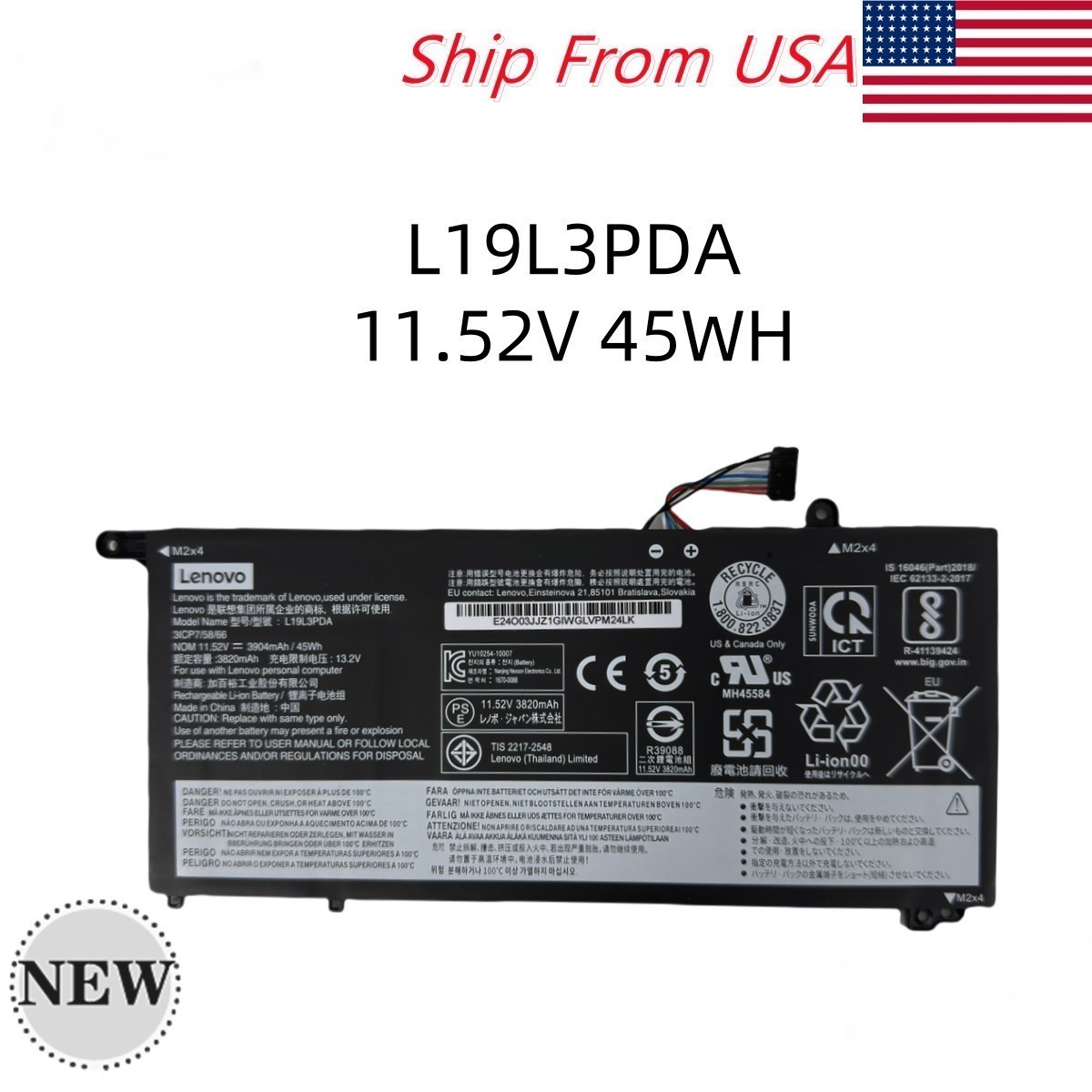 NEW OEM L19C3PDA L19L3PDA L19M3PDA Battery For Lenovo ThinkBook 14 G2 G3 15 G2G3