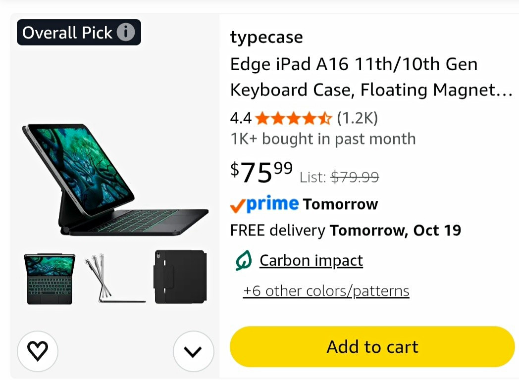 typecase EDGE Magnetic Keyboard Case w/ Trackpad for iPad 10th 10.9"